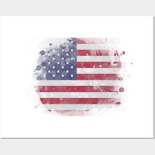 United States watercolor flag Posters and Art